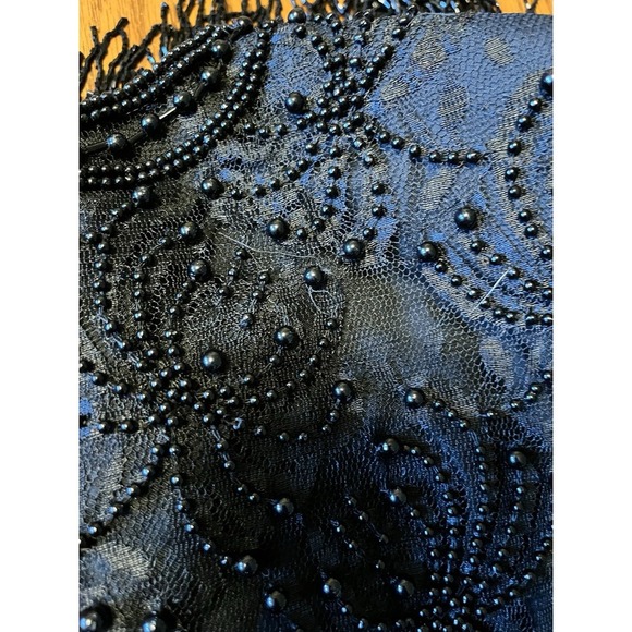Vtg Black Beaded Cocktail Dress‎ Sz Small Silk Flapper Fairy Whimsigoth Prom - Picture 12 of 13